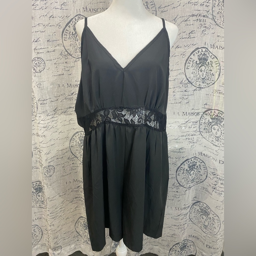 SHEIN CURVE | Plus Size Black Polyester Lace Romper